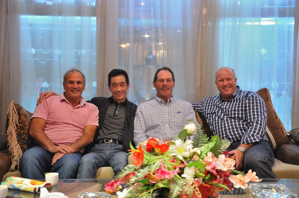 The new Clipper Motor Yachts team from left, Mark Campion, Chairman Yu from Fuhua Shipbuilding, Glenn Thurlow and Brett Thurley © Clipper Motor Yachts